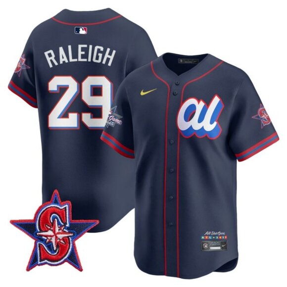 Mens Youths Kids Womens Cal Raleigh Navy 2025 All Star Jersey Stitched
